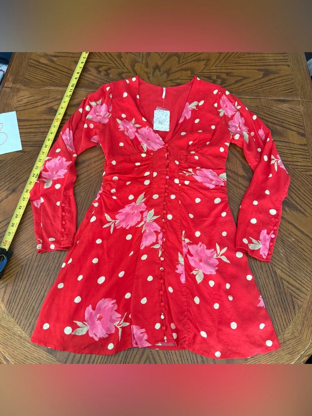 Free People Date Night Mini Dress In Floral Spot Print-red NWT